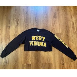 Navy Champion West Virginia Mountaineers Cropped Sweatshirt, Size Medium